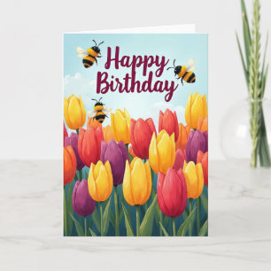 Vibrant Tulip Birthday Card