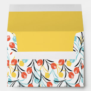 Vibrant Tulip Pattern Floral Design on White Envelope
