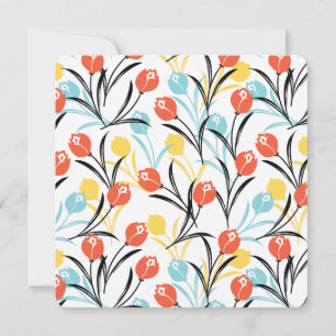 Vibrant Tulip Pattern Floral Design on White Invitation