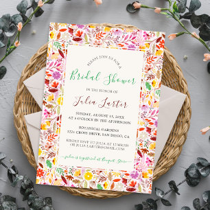 Vibrant Tulip Summer Flowers Bridal Shower Invitation