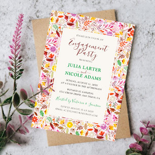 Vibrant Tulip Summer Flowers Rehearsal Dinner Invitation