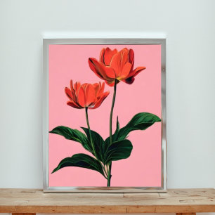 Vibrant Tulips on Pink Photo Print