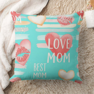Vibrant Turquoise MOM Appreciation Pop Pattern Cushion