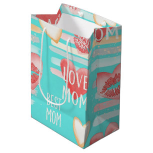 Vibrant Turquoise MOM Appreciation Pop Pattern Medium Gift Bag