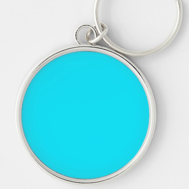 Vibrant Turquoise Sky Blue Colour Customise This Key Ring (Front)