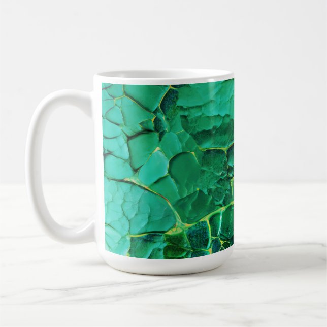Vibrant Turquoise  Textured Pattern Coffee Mug (Left)