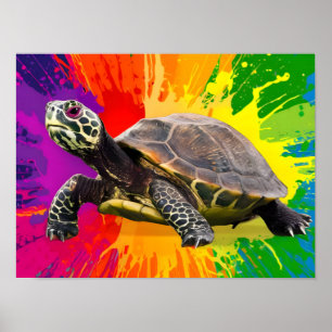 Vibrant Turtle Art Poster