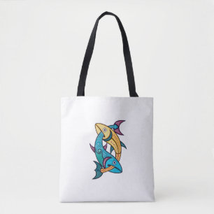 Vibrant Twin Fish Tote Bag