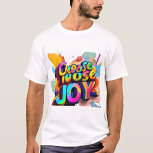  "Vibrant Typography T-Shirt - Choose Joy Fun Desi