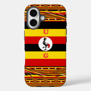 Vibrant Uganda Flag-Inspired Art iPhone 16 Case