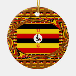 Vibrant Uganda Flag-Inspired Art Ceramic Ornament