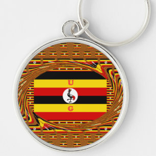 Vibrant Uganda Flag-Inspired Art Key Ring