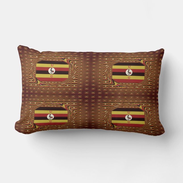 Vibrant Uganda Flag-Inspired Art Lumbar Cushion (Front)