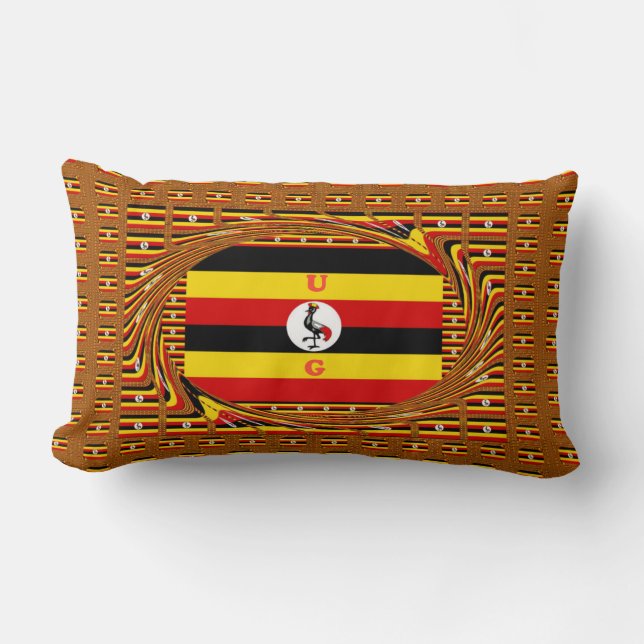 Vibrant Uganda Flag-Inspired Art Lumbar Cushion (Front)