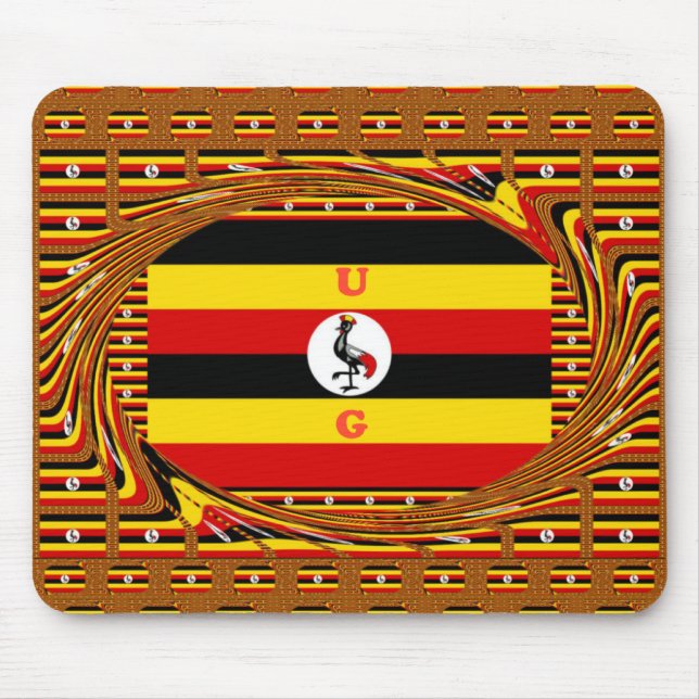Vibrant Uganda Flag-Inspired Art Mouse Pad (Front)