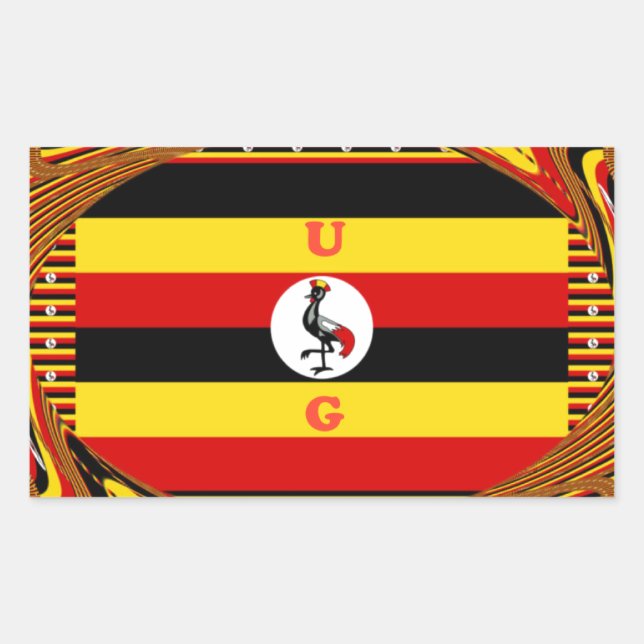 Vibrant Uganda Flag-Inspired Art Rectangular Sticker (Front)