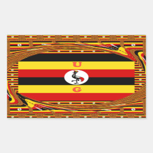 Vibrant Uganda Flag-Inspired Art Rectangular Sticker