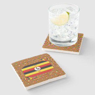 Vibrant Uganda Flag-Inspired Art Stone Coaster