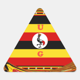 Vibrant Uganda Flag-Inspired Art Triangle Sticker