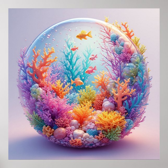 Vibrant Underwater Coral Reef Ecosystem Poster (Front)