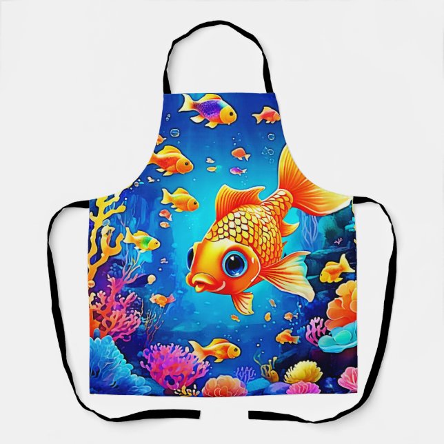 Vibrant Underwater Fish World Design Apron (Front)