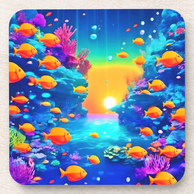 Vibrant Underwater Paradise Found Coaster (Front)