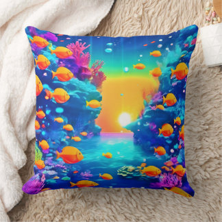 Vibrant Underwater Paradise Found Cushion