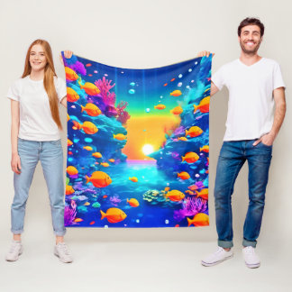 Vibrant Underwater Paradise Found Fleece Blanket