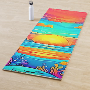 Vibrant Underwater Sunset Artwork Yoga Mat