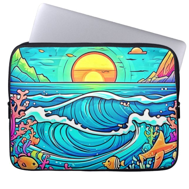 Vibrant Underwater Sunset Laptop Sleeve (Front)