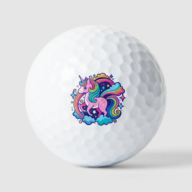 Vibrant Unicorn Fantasy Golf Balls (Front)