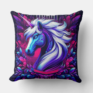 Vibrant Unicorn With Floral Elements Cushion