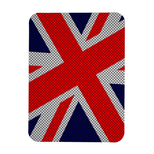 Vibrant Union Jack on Carbon Fibre Style Print Magnet (Vertical)