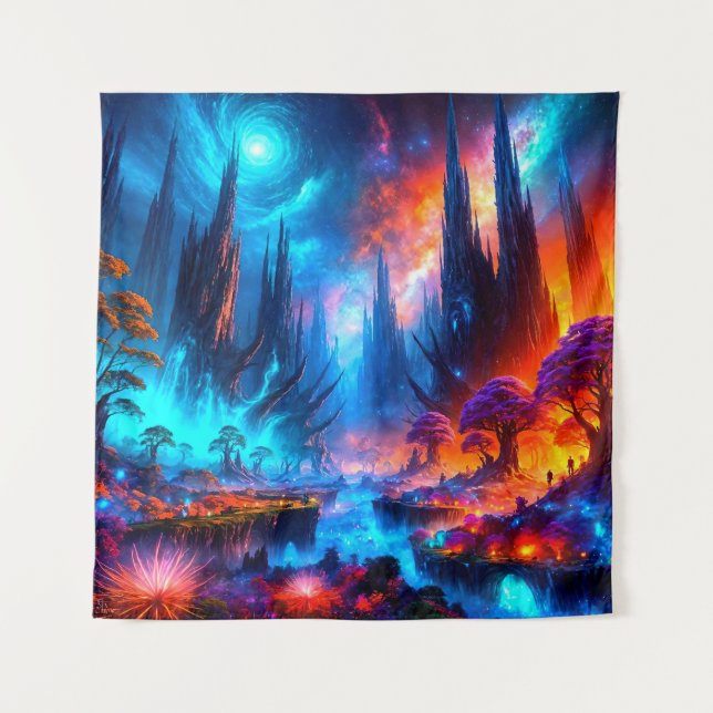 Vibrant Unreal Forest Tapestry (Front)