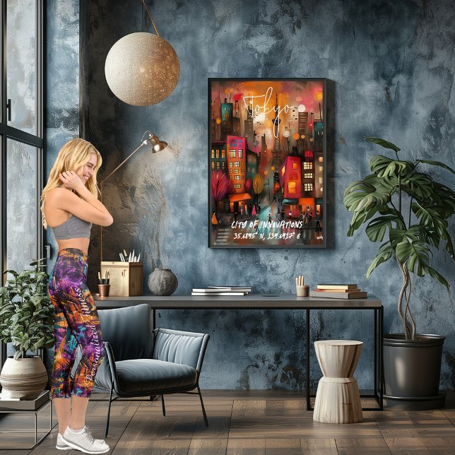 Vibrant Urban Art - Bold Purples Oranges and Teals Capri Leggings (Creator Uploaded)