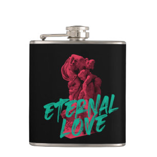 Vibrant, urban, trendy graphic design Eternal Love Hip Flask