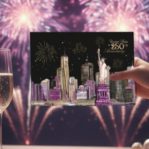 Vibrant US Semiquincentennial Pink Purple NYC  Invitation