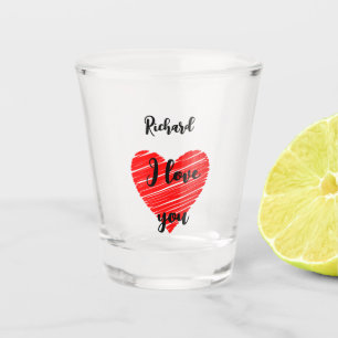 vibrant valentine heart shot glass