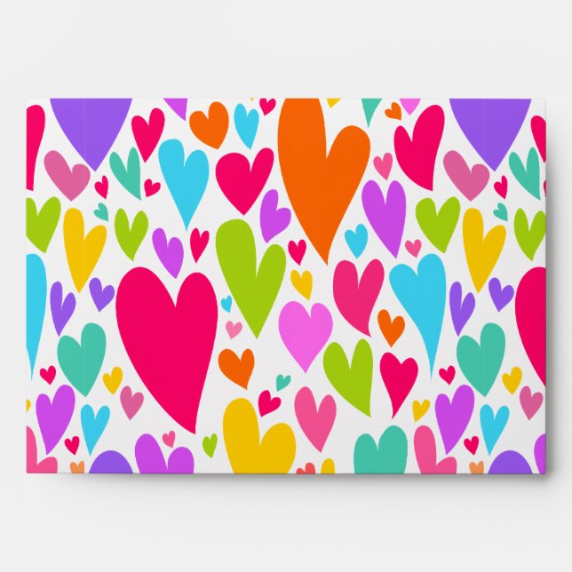Vibrant Valentine's hearts Envelope (Front)