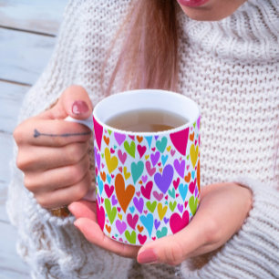 Vibrant Valentine's hearts mug