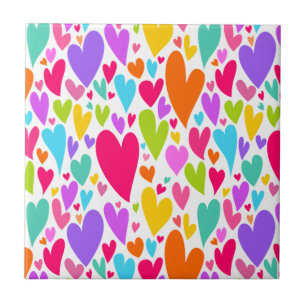 Vibrant Valentine's hearts Tile