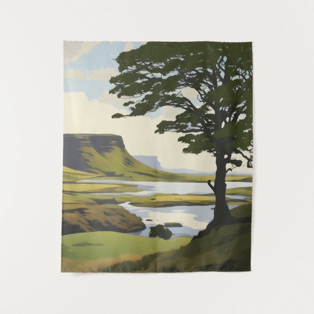 Vibrant Valley and River Landscape Tapestry (Front)