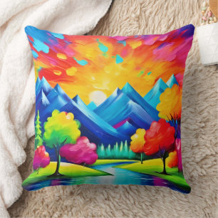 Vibrant Valley Vision Painting Cushion