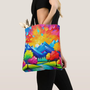 Vibrant Valley Vision Painting Tote Bag