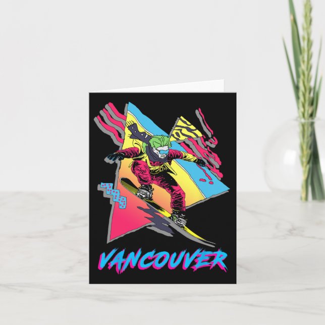 Vibrant Vancouver Snowboarding Adventure Design  Card (Front)