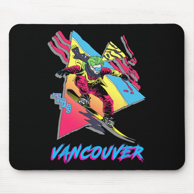 Vibrant Vancouver Snowboarding Adventure Design  Mouse Pad (Front)