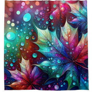 “Vibrant Veins: Abstract Leaves" Shower Curtain