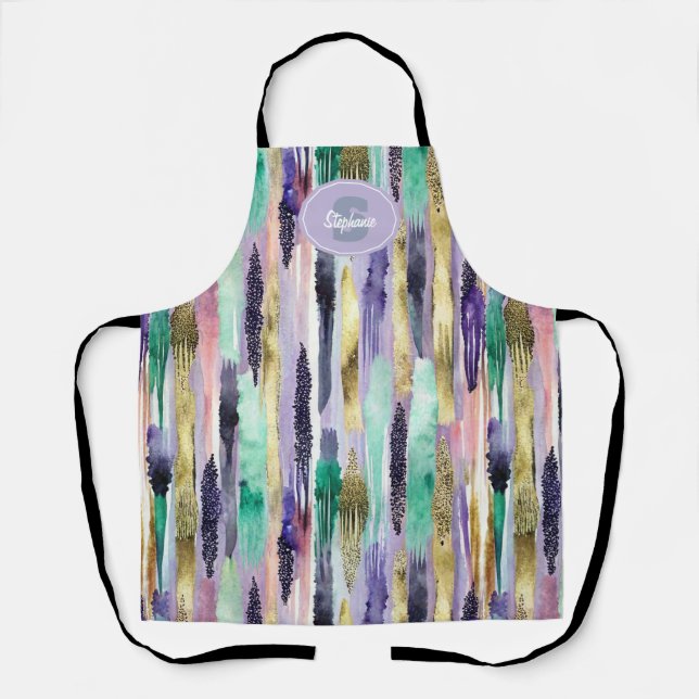 Vibrant Vertical Brushstroke Pattern (1) Apron (Front)