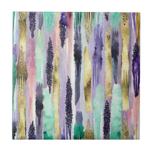 Vibrant Vertical Brushstroke Pattern (1) Ceramic Tile