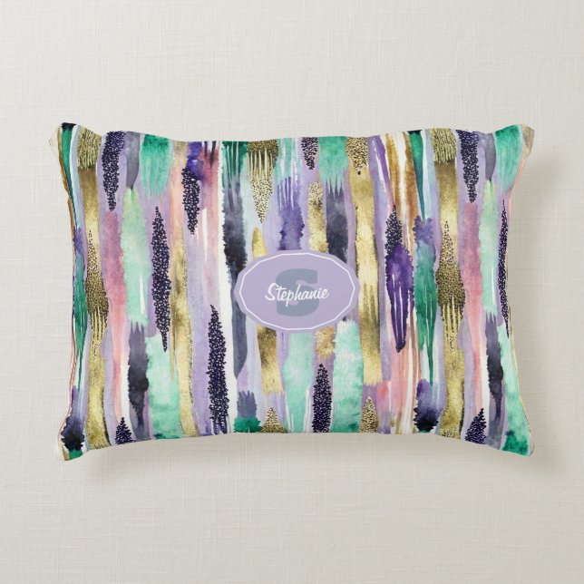 Vibrant Vertical Brushstroke Pattern (1) Decorative Cushion (Front)